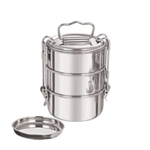 Clip Tiffin Plate (3 Container) - Stainless Steel Lunch box